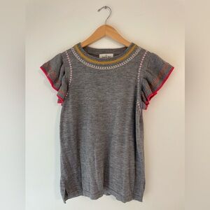 Gray Ruffle Sleeve Top